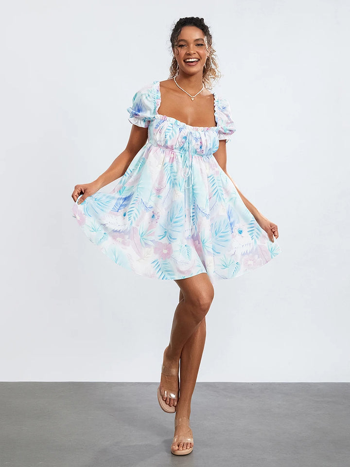 Floral Print Mini Dress with Puff Sleeves "Claire"