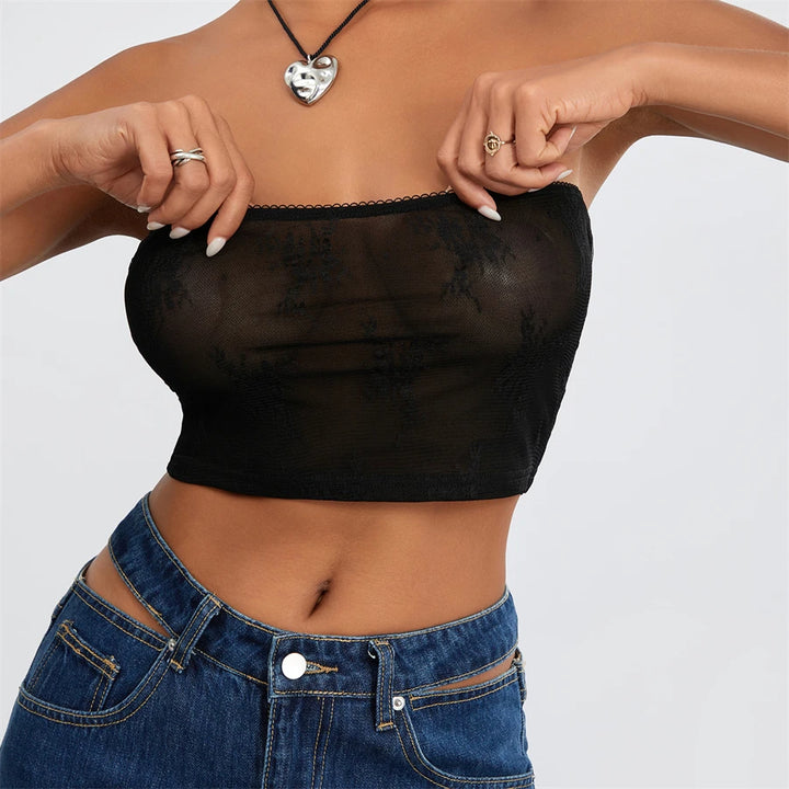See Through Lace Bandeau Top “Demi”