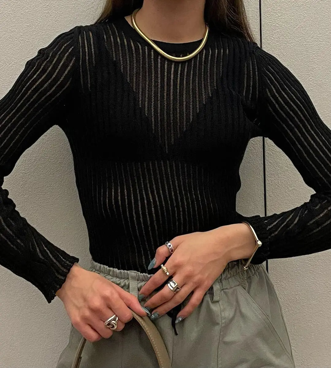Long Sleeve See Through Top “Amber”