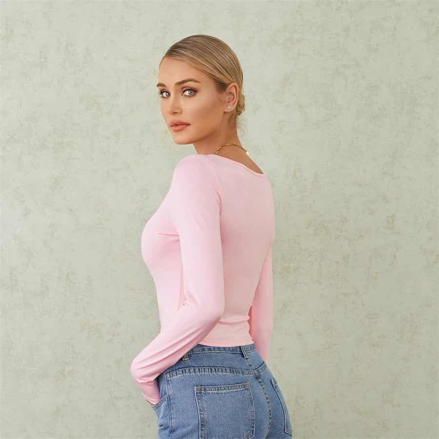 Long Sleeve Square Neck Cropped Tee “Stephanie”