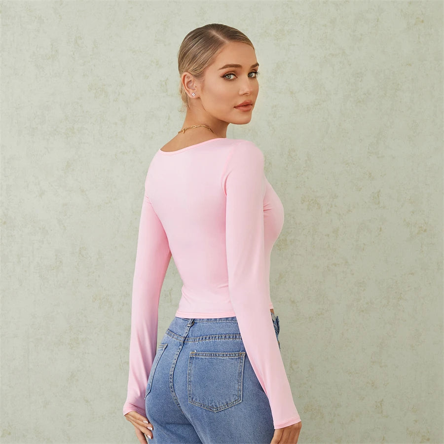 Long Sleeve Square Neck Cropped Tee “Stephanie”