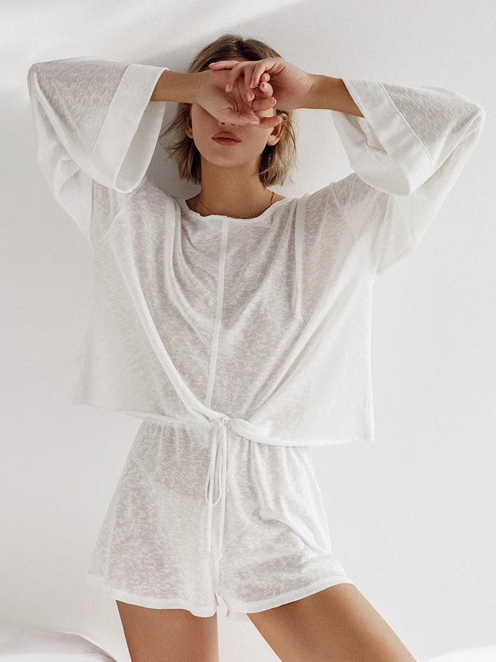 Long Sleeve Top And Shorts Pajamas Set "Zara"