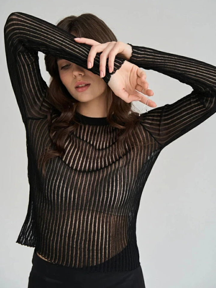 Long Sleeve See Through Top “Amber”