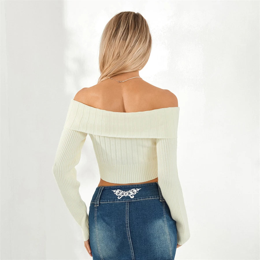 Off-Shoulder Crop Sweater "Jane"