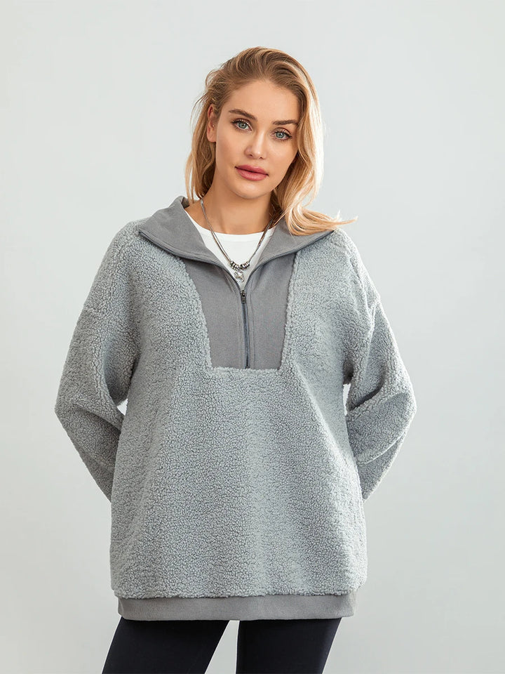 Warm Fluffy Half Zip Sweatshirt "Alaina"