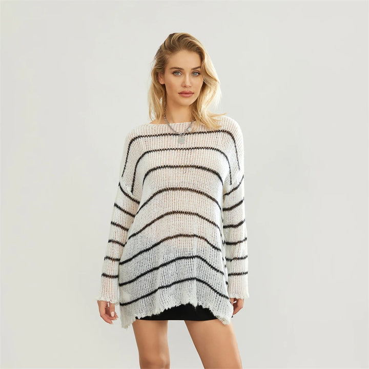 Striped Hollow Sweater "Evelynn"