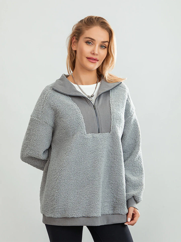 Warm Fluffy Half Zip Sweatshirt "Alaina"
