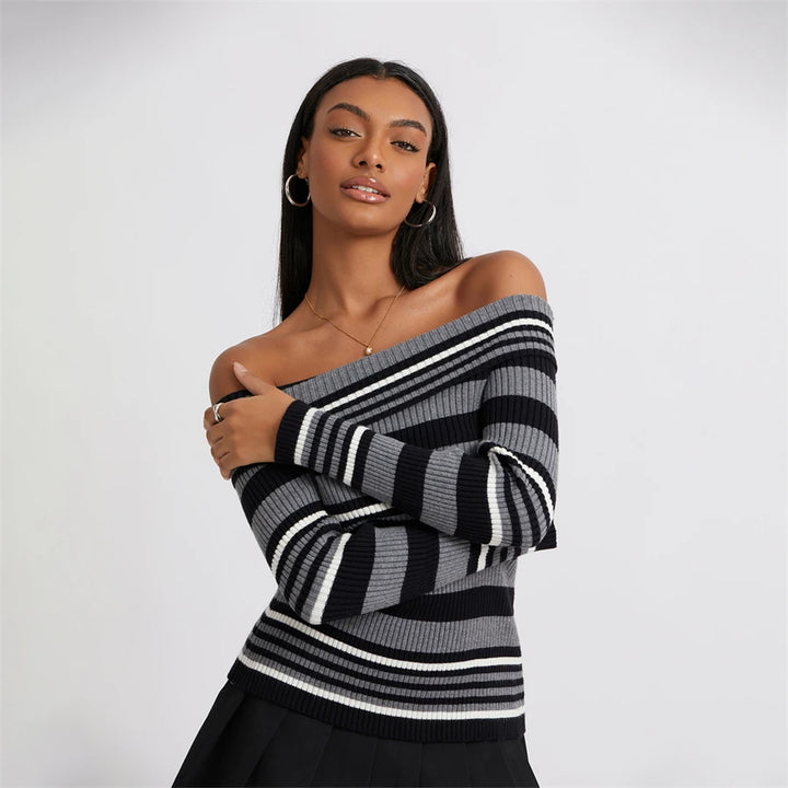 Striped Off-Shoulder Sweater "Brooke"
