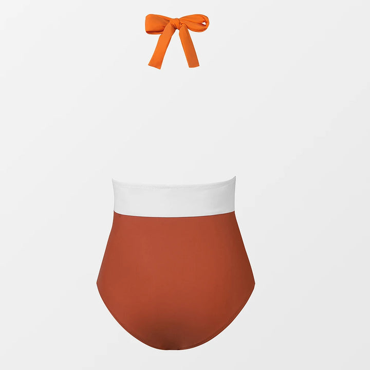 Orange Colorblock One-Piece Swimsuit “Nori”
