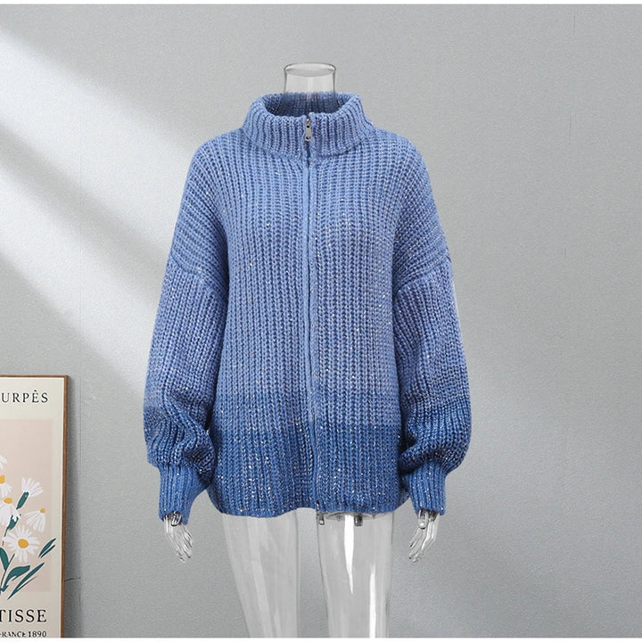 Knitted Oversized Cardigan In Blue “Laurel”