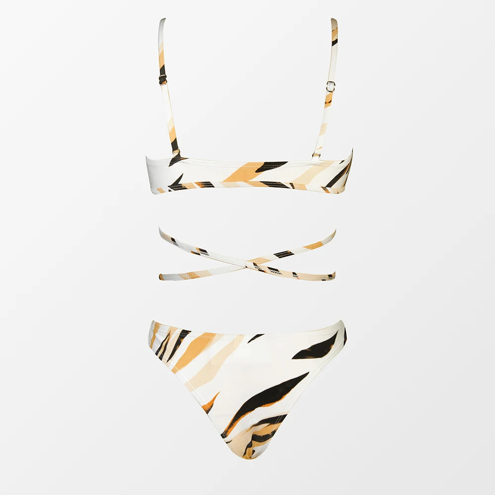 Wrap Tie Low Waist Thong Bikini Set “Cordelia”