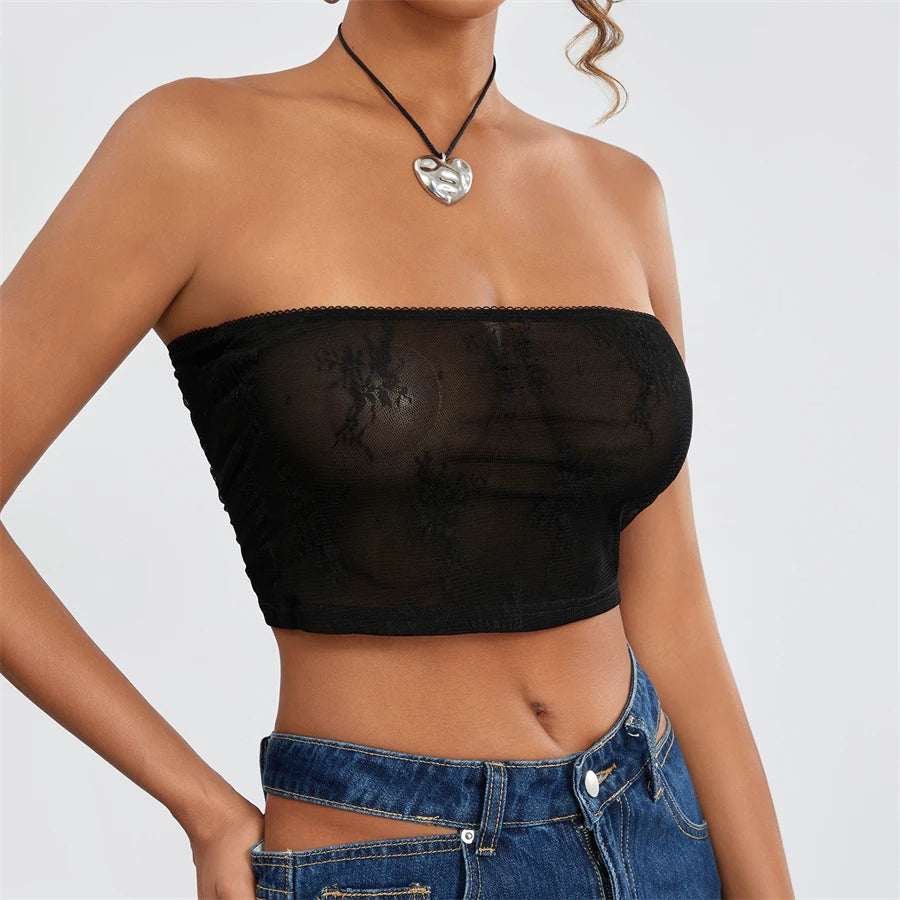 See Through Lace Bandeau Top “Demi”