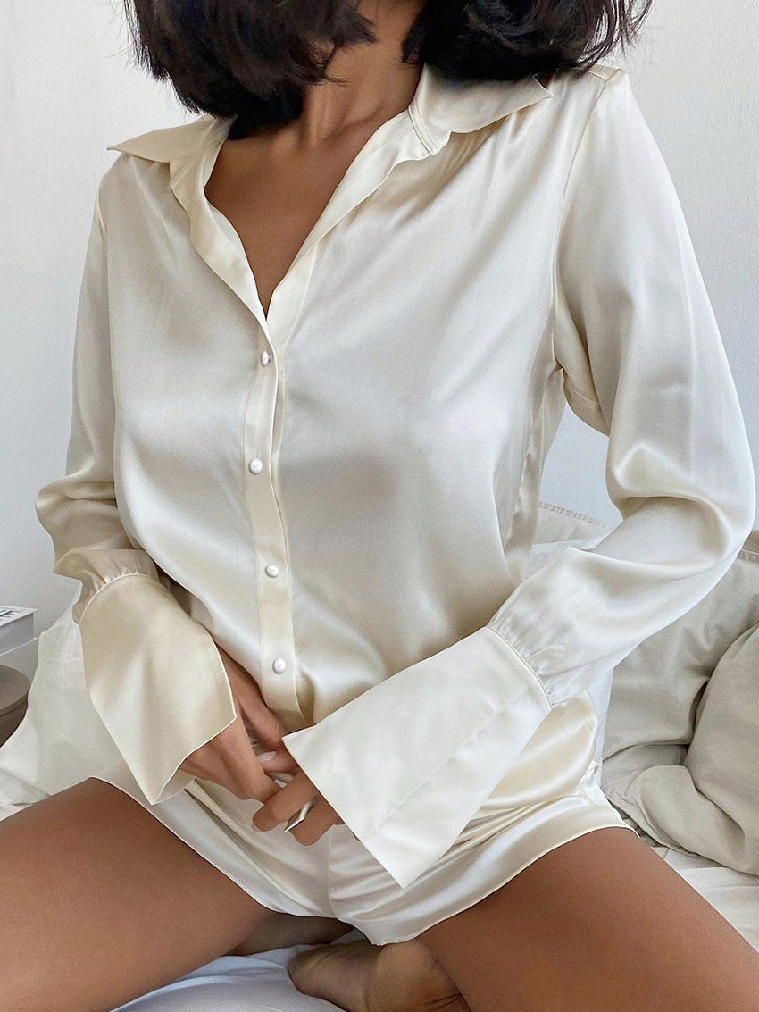 Long Sleeve Top And Shorts Pajamas Set “Saylor”