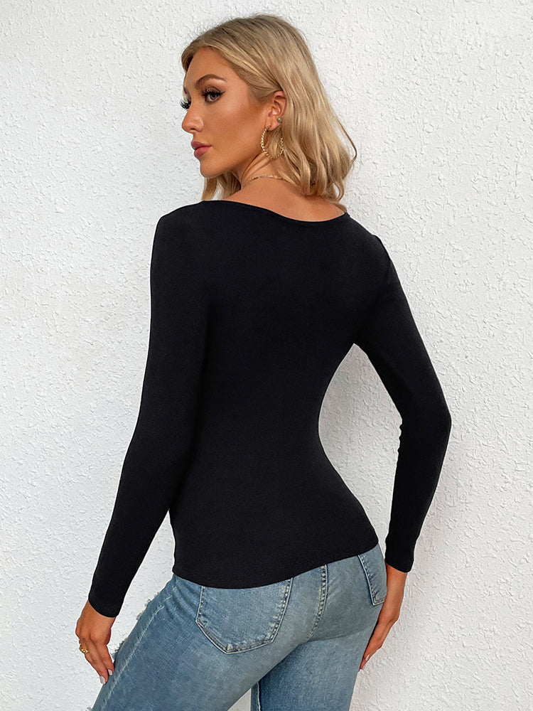Hollow Out V Neck Long Sleeve Top “Charlotte”